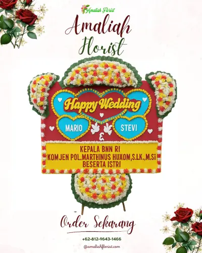 Karangan Papan Bunga Pernikahan di Lubang Buaya